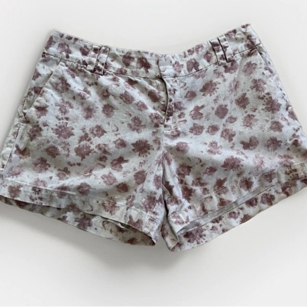 LOFT Floral Patterned Women's Shorts Linen Blend Patterned  Purple Shorts Size 4